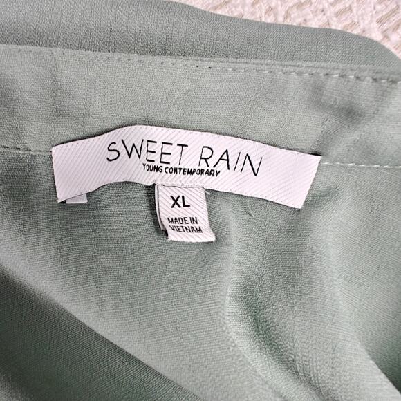 Sweet Rain Green Button Front Tie Waist Blouse Women’s XL NEW - Picture 6 of 9